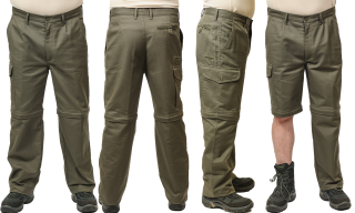 Myslivecké kalhoty pevné kapsáčové s odepínacímí nohavicemi